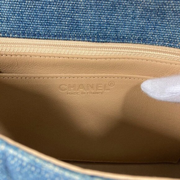 CHANEL Metallic Handle Chocolate bar 2.55 Square Bag Hand Bag Denim blue - Picture 7 of 13